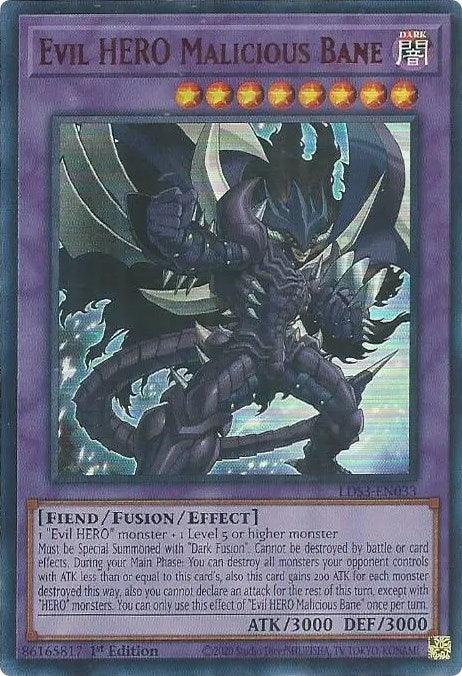 1st Edition, Dark, Fiend, Fusion/Effect Monster, Legendary Duelists: Season 3, Ultra Rare Evil HERO Malicious Bane (Red) [LDS3-EN033] Ultra Rare - Trading Card World