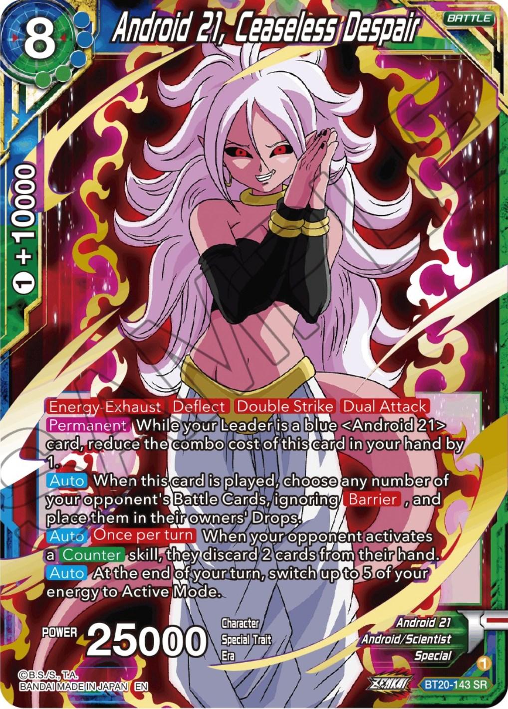 Android 21, Android/Scientist, Battle, Blue;Green, BT20-143, Parallel Foil, Power Absorbed, Special, Super Rare Android 21, Ceaseless Despair (BT20-143) [Power Absorbed] - Trading Card World