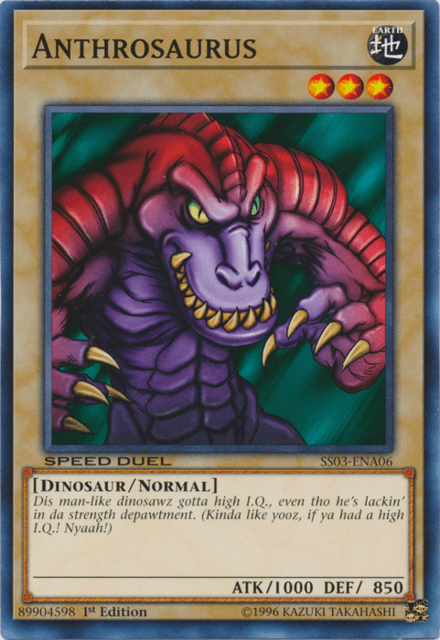1st Edition, Common, Dinosaur, Earth, Normal Monster, Speed Duel: Ultimate Predators Anthrosaurus [SS03-ENA06] Common - Trading Card World
