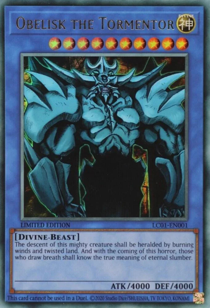Divine, Divine-Beast, Effect Monster, Legendary Collection (25th Anniversary Edition), Limited, Ultra Rare Obelisk the Tormentor (25th Anniversary) [LC01-EN001] Ultra Rare - Trading Card World
