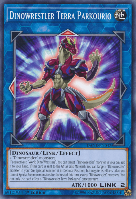 1st Edition, Common, Dark Neostorm, Dinosaur, Earth, Link/Effect Monster, Unlimited Dinowrestler Terra Parkourio [DANE-EN042] Common - Trading Card World