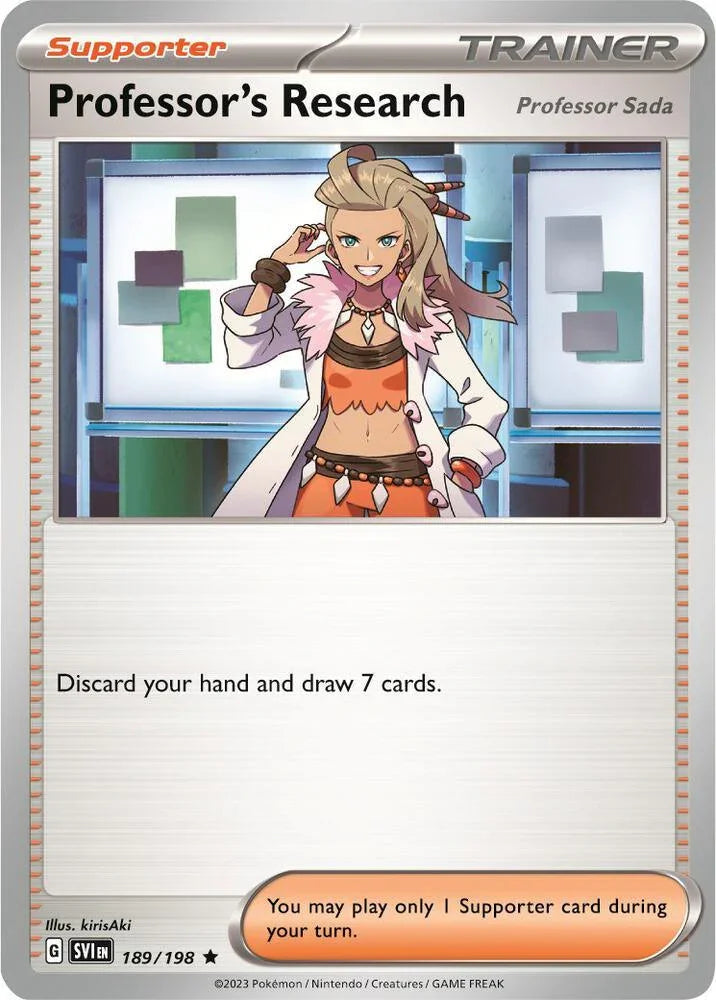 189, Normal, Rare, Scarlet & Violet: Base Set, Supporter Professor's Research (189/198) (Theme Deck Exclusive) [Scarlet & Violet: Base Set] - Trading Card World