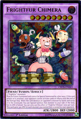 1st Edition, Crossed Souls, Dark, Fiend, Fusion/Effect Monster, Ultimate Rare, Unlimited Frightfur Chimera (UTR) [CROS-EN043] Ultimate Rare - Trading Card World