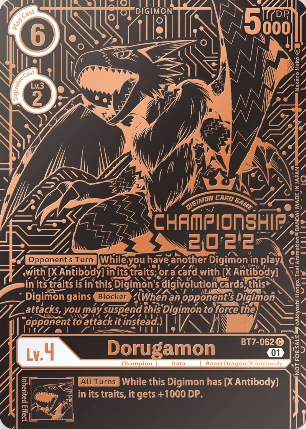 Beast/X-Antibody, Black, BT7-062, Champion, Data, Digimon, Next Adventure Promos, Promo Dorugamon [BT7-062] (2022 Championship Finals 3rd Place) [Next Adventure Promos] - Trading Card World