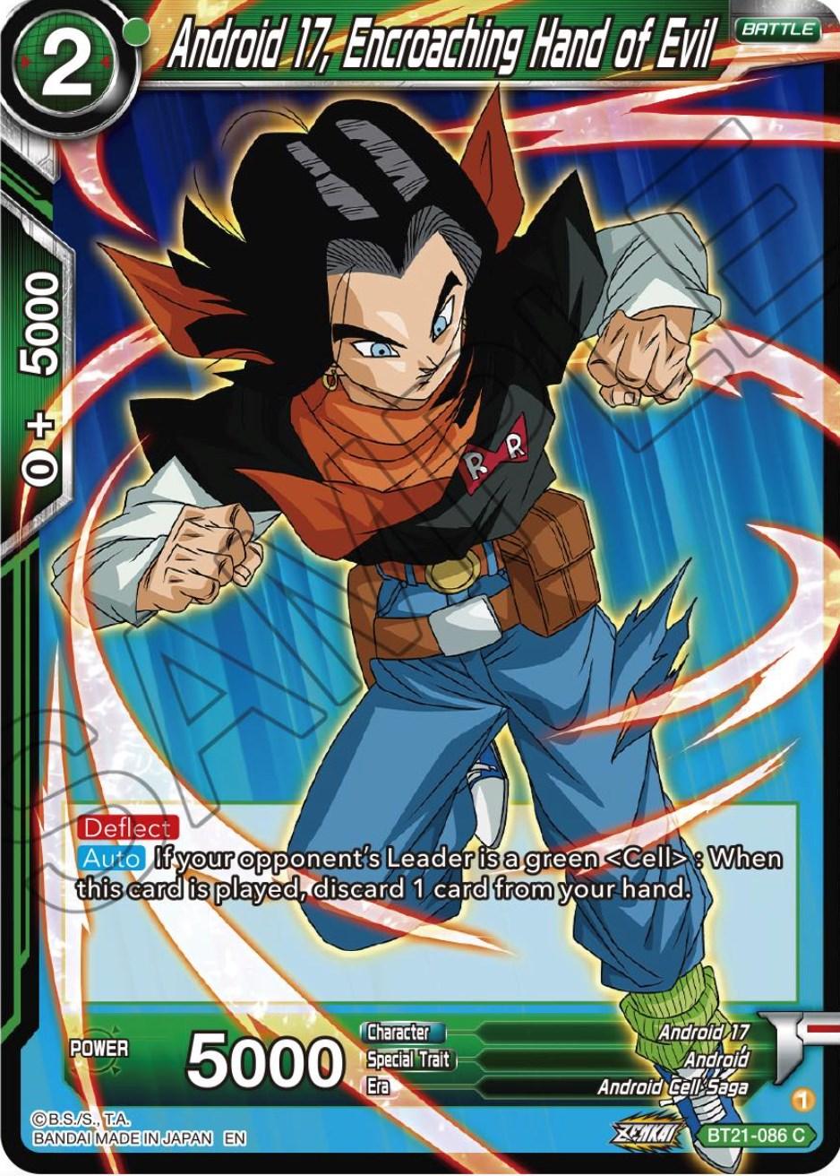 Android, Android 17, Android Cell Saga, Battle, BT21-086, Common, Green, Normal, Parallel Foil, Wild Resurgence Android 17, Encroaching Hand of Evil (BT21-086) [Wild Resurgence] - Trading Card World