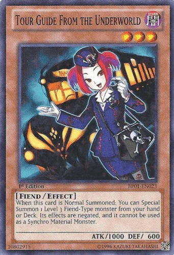 1st Edition, Battle Pack: Epic Dawn, Dark, Effect Monster, Fiend, Starfoil Rare, Unlimited Tour Guide From the Underworld [BP01-EN023] Starfoil Rare - Trading Card World