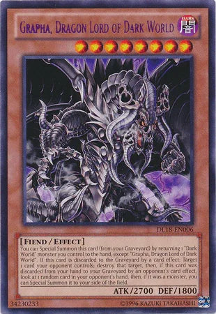 Dark, Duelist League Promo, Effect Monster, Fiend, Rare, Unlimited Grapha, Dragon Lord of Dark World (Purple) [DL18-EN006] Rare - Trading Card World