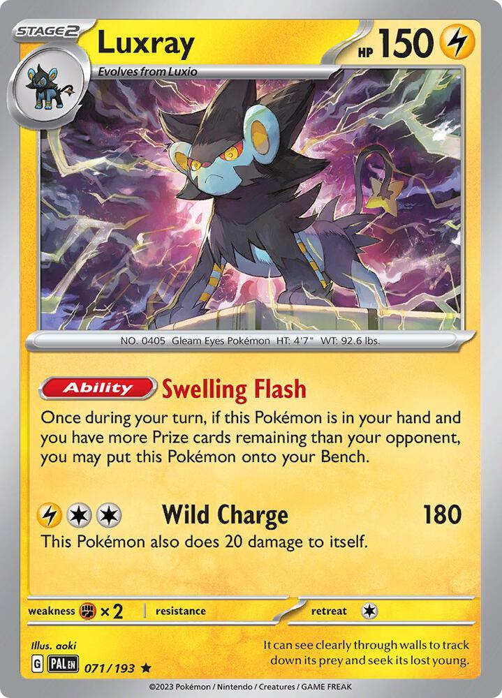071, Lightning, Rare, Scarlet & Violet: Paldea Evolved Luxray (071/193) [Scarlet & Violet: Paldea Evolved] - Trading Card World