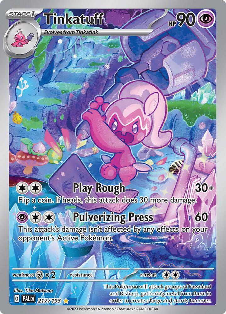 217, Holofoil, Illustration Rare, Metal [x2], Psychic, Scarlet & Violet: Paldea Evolved Tinkatuff (217/193) [Scarlet & Violet: Paldea Evolved] - Trading Card World