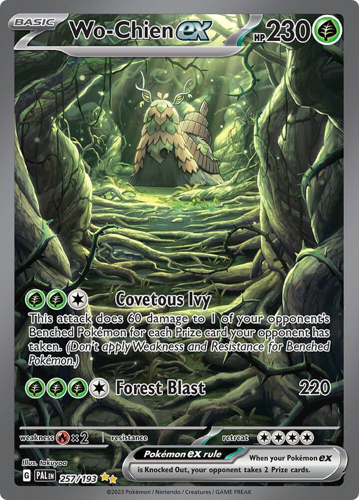 257, Fire [x2], Grass, Holofoil, Scarlet & Violet: Paldea Evolved, Special Illustration Rare Wo-Chien ex (257/193) [Scarlet & Violet: Paldea Evolved] - Trading Card World