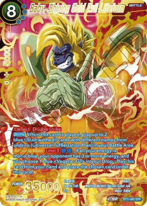 Baby, Baby Saga, Battle, Blue, BT21-060, Machine Mutant/Saiyan/Great Ape, Parallel Foil, Special Rare, Wild Resurgence Baby, Shining Gold Evil Lifeform (SPR) (BT21-060) [Wild Resurgence] - Trading Card World