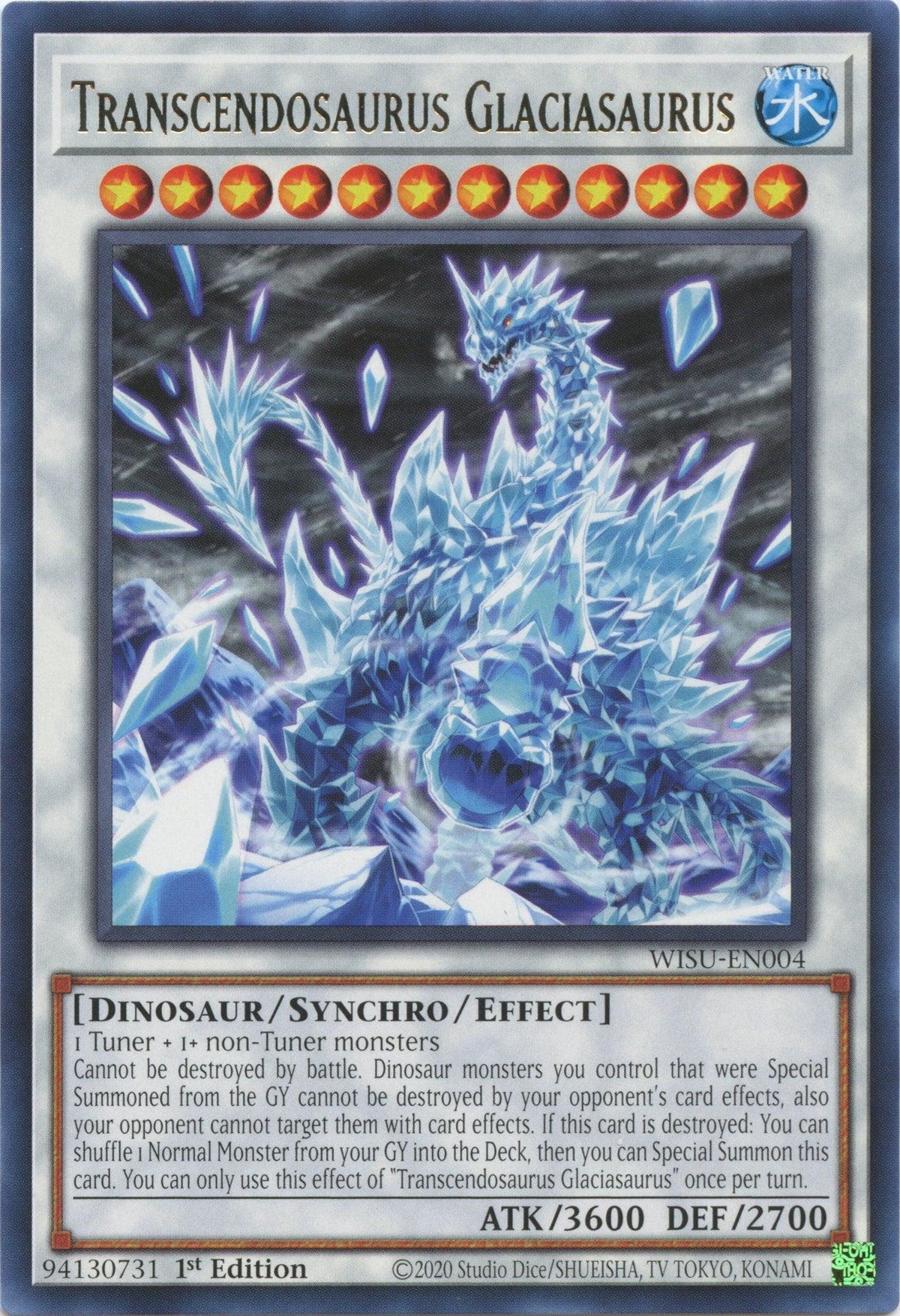 1st Edition, Dinosaur, Rare, Synchro/Effect Monster, Water, Wild Survivors Transcendosaurus Glaciasaurus [WISU-EN004] Rare - Trading Card World