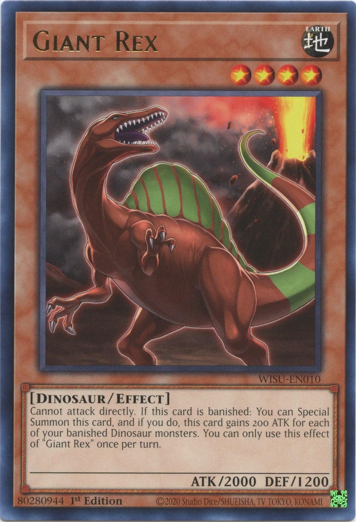 1st Edition, Dinosaur, Earth, Effect Monster, Rare, Wild Survivors Giant Rex [WISU-EN010] Rare - Trading Card World