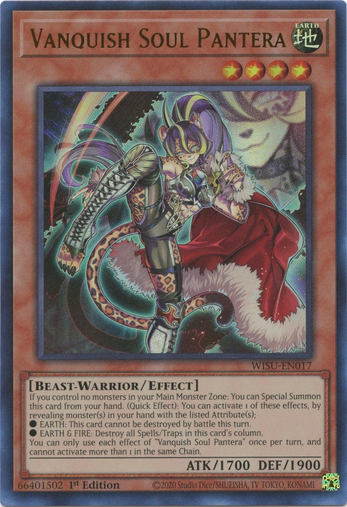 1st Edition, Beast-Warrior, Earth, Effect Monster, Ultra Rare, Wild Survivors Vanquish Soul Pantera [WISU-EN017] Ultra Rare - Trading Card World