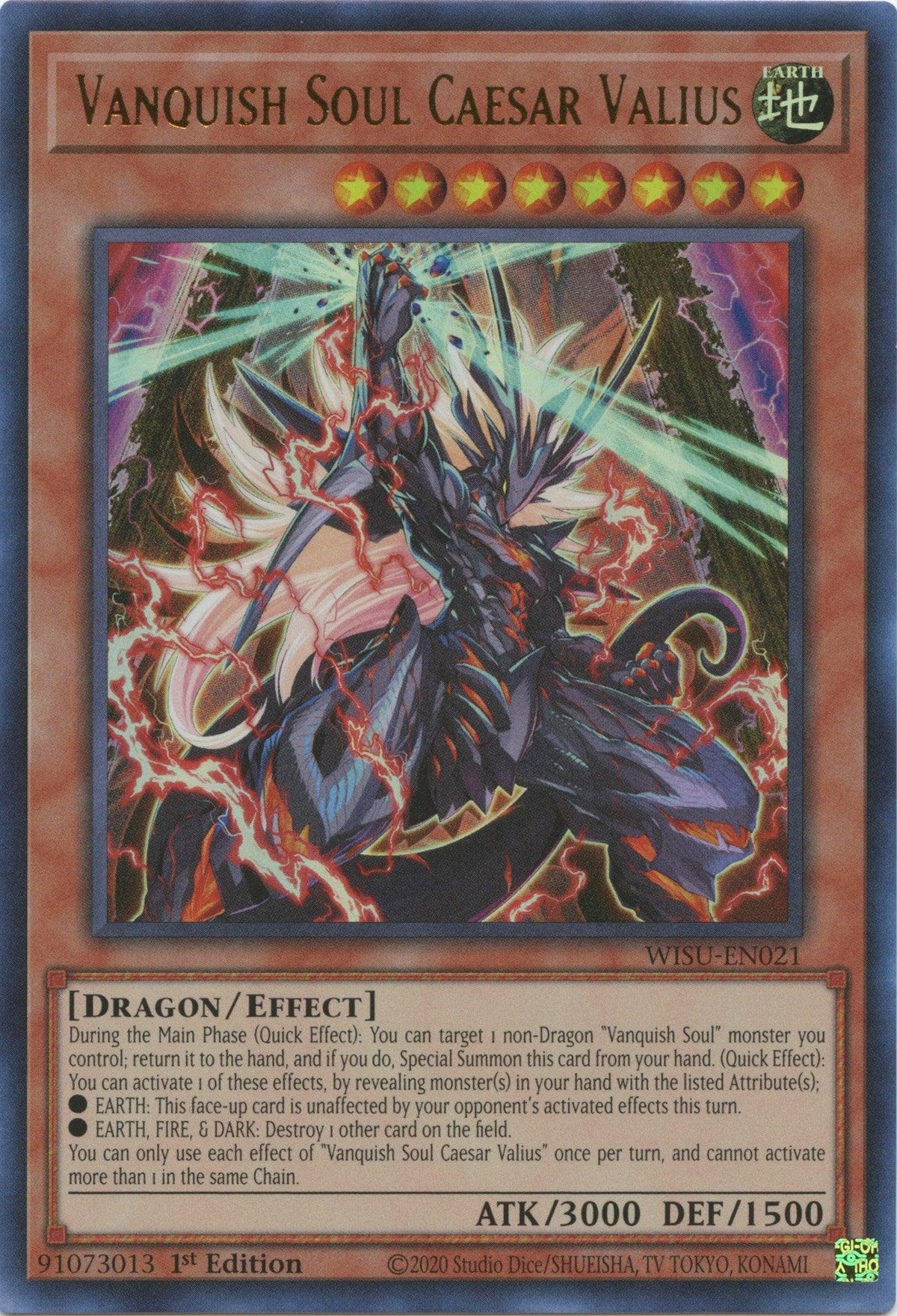 1st Edition, Dragon, Earth, Effect Monster, Ultra Rare, Wild Survivors Vanquish Soul Caesar Valius [WISU-EN021] Ultra Rare - Trading Card World