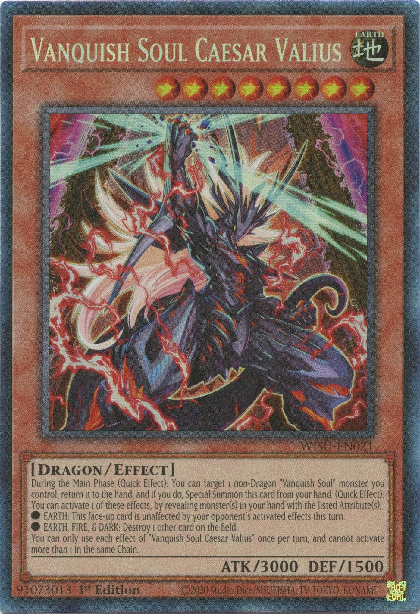 1st Edition, Collector's Rare, Dragon, Earth, Effect Monster, Wild Survivors Vanquish Soul Caesar Valius [WISU-EN021] Collector's Rare - Trading Card World