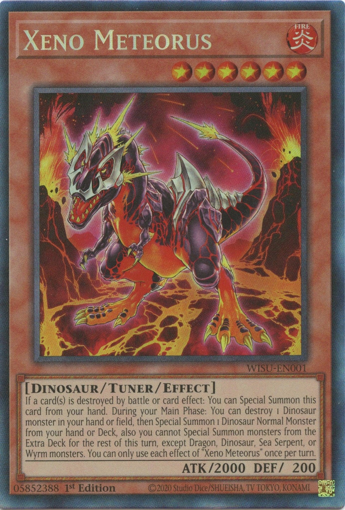 1st Edition, Collector's Rare, Dinosaur, Fire, Tuner/Effect Monster, Wild Survivors Xeno Meteorus [WISU-EN001] Collector's Rare - Trading Card World