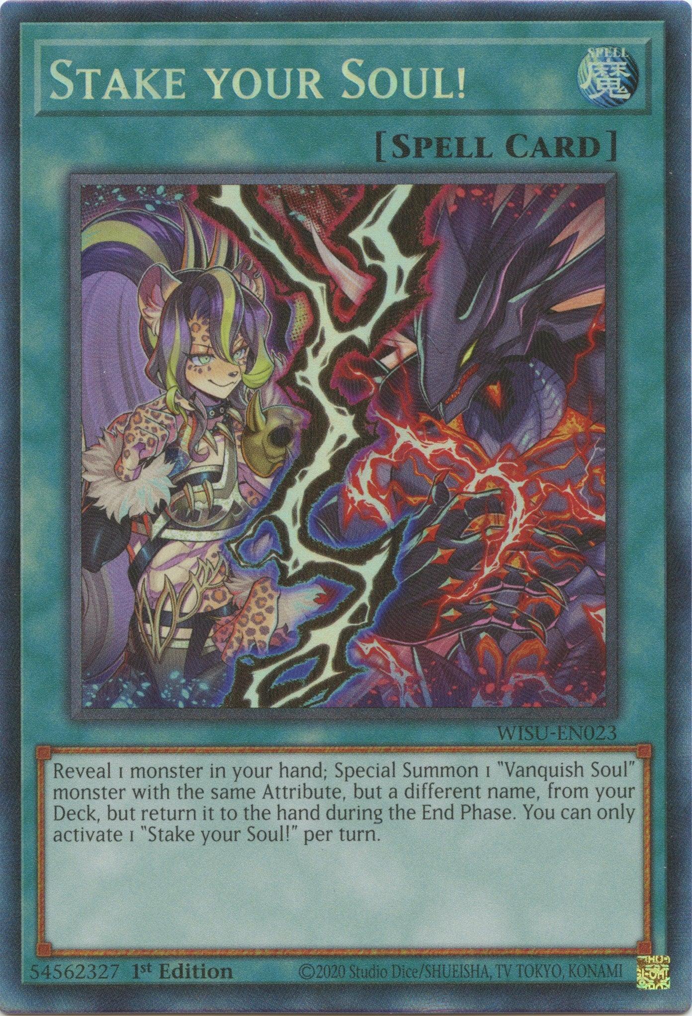 1st Edition, Collector's Rare, Normal Spell, Spell, Wild Survivors Stake your Soul! [WISU-EN023] Collector's Rare - Trading Card World