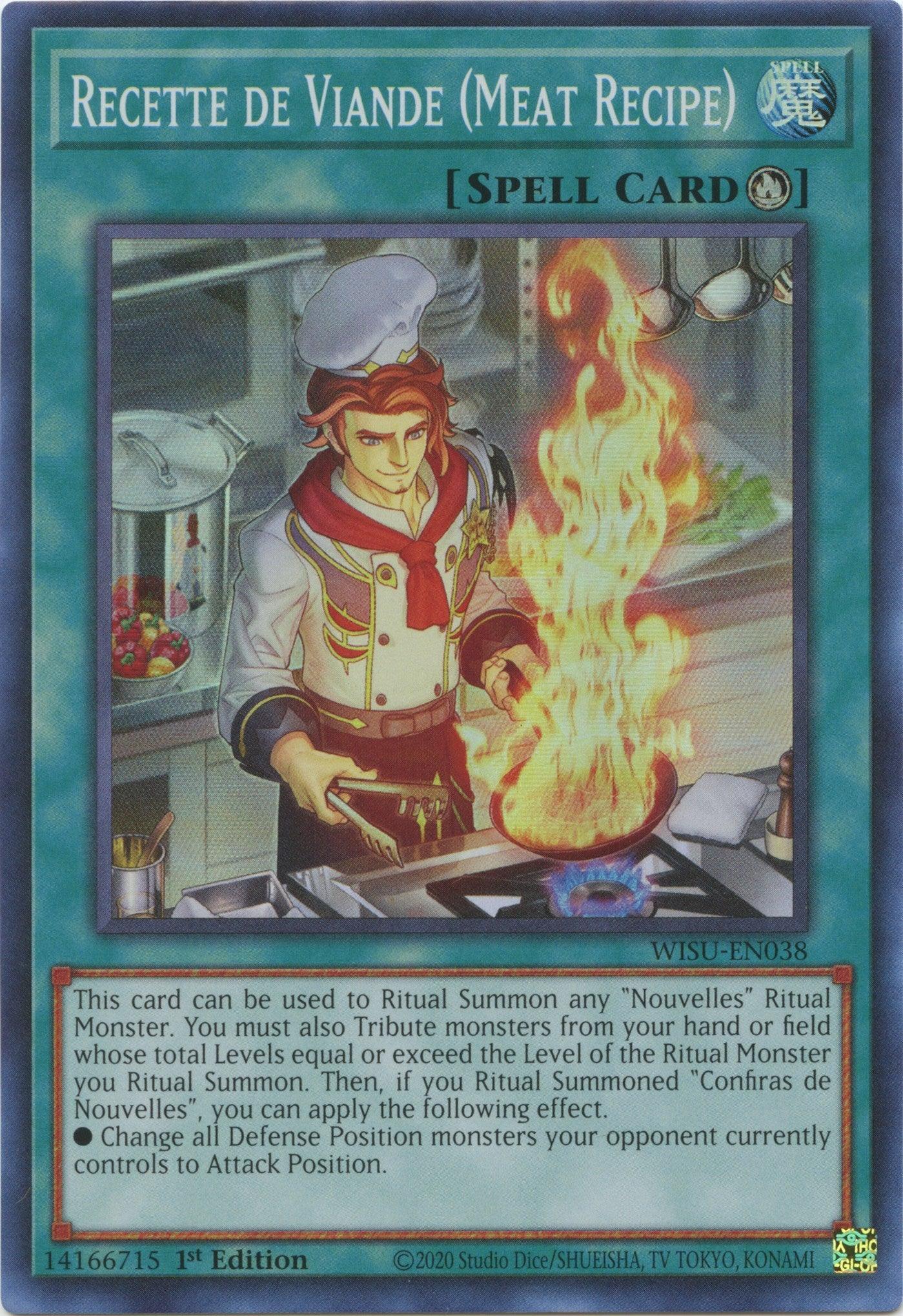 1st Edition, Ritual Spell, Spell, Super Rare, Wild Survivors Recette de Viande (Meat Recipe) [WISU-EN038] Super Rare - Trading Card World