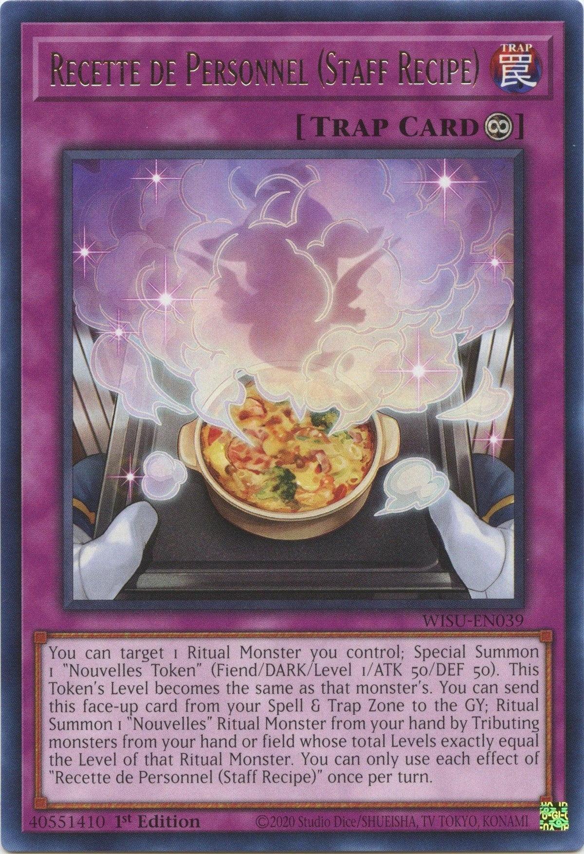 1st Edition, Continuous Trap, Rare, Trap, Wild Survivors Recette de Personnel (Staff Recipe) [WISU-EN039] Rare - Trading Card World