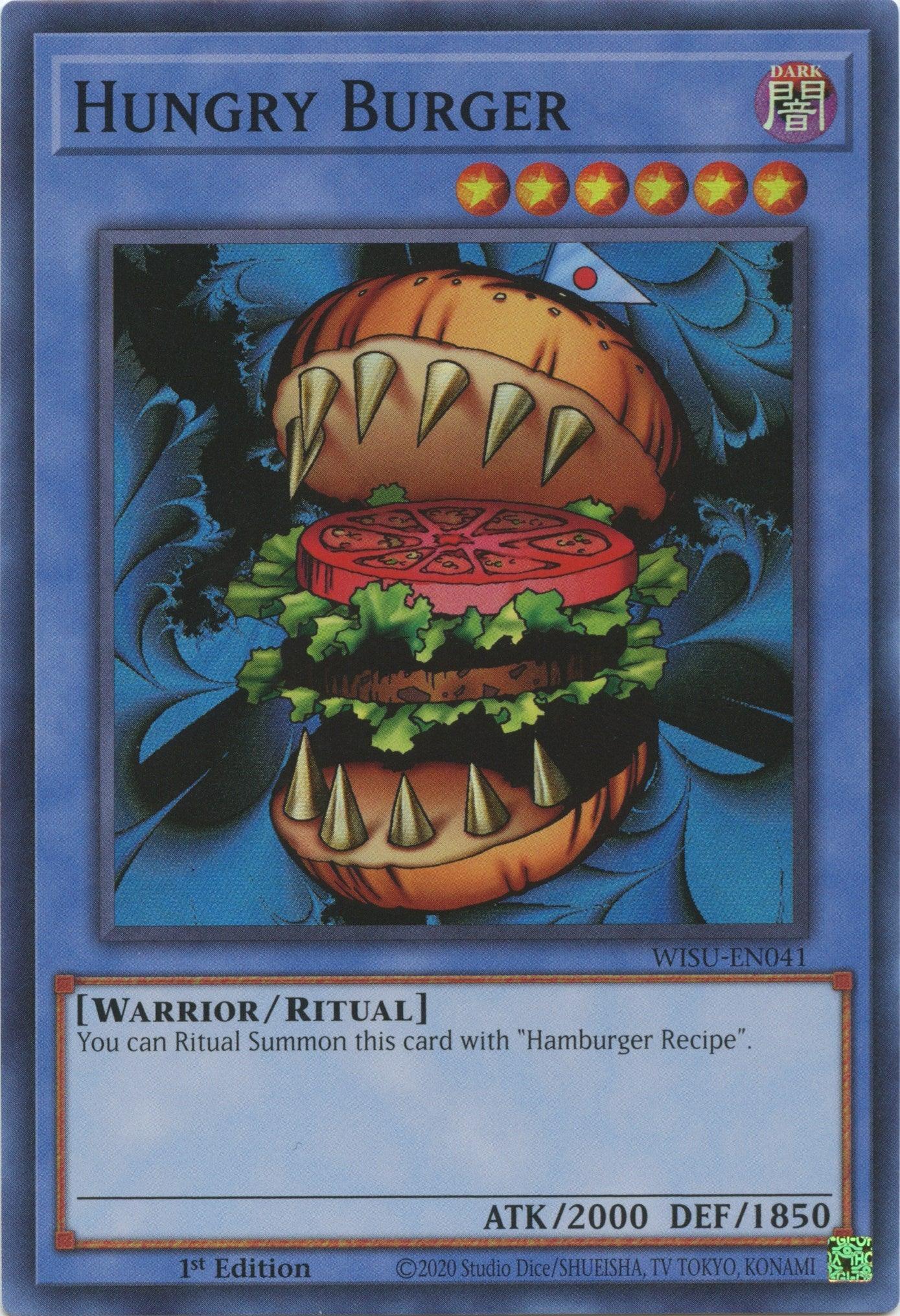 1st Edition, Dark, Ritual Monster, Super Rare, Warrior, Wild Survivors Hungry Burger [WISU-EN041] Super Rare - Trading Card World