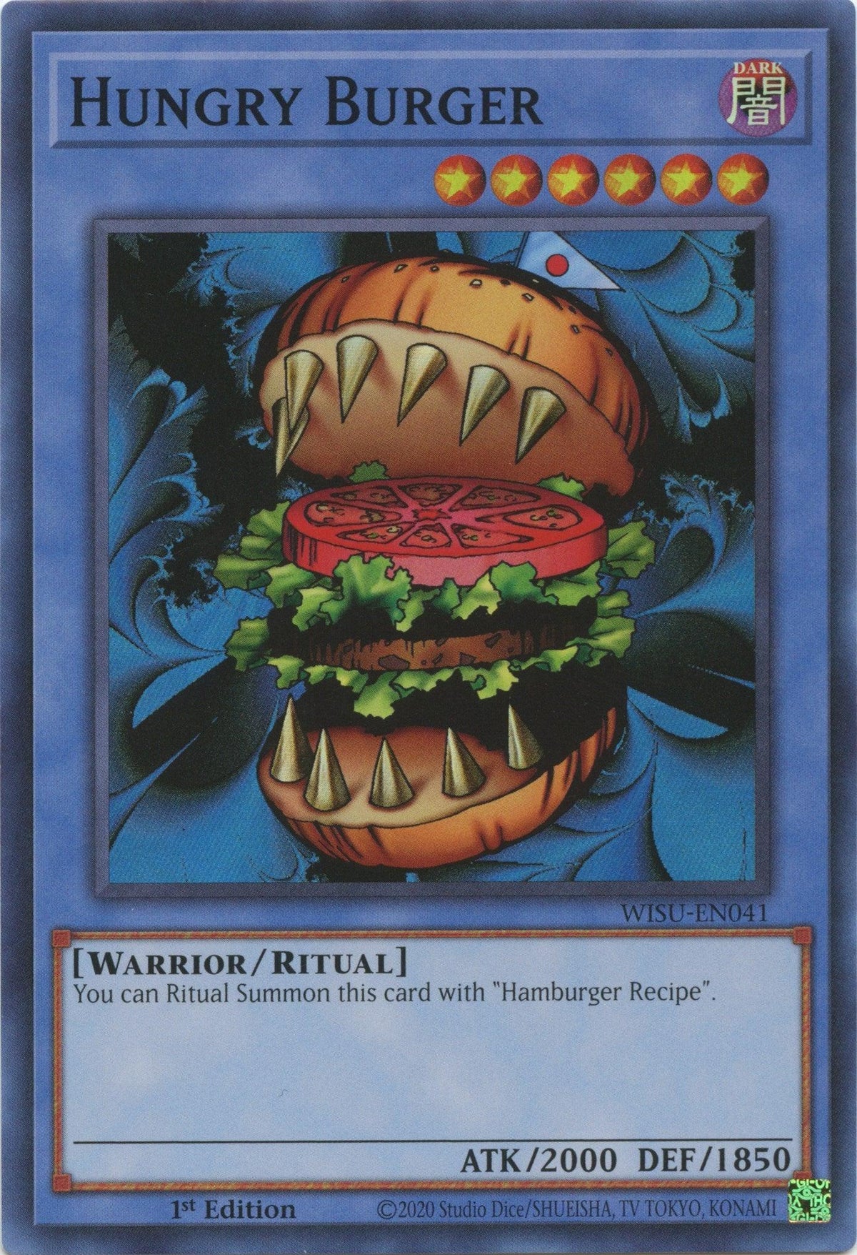 1st Edition, Dark, Ritual Monster, Super Rare, Warrior, Wild Survivors Hungry Burger [WISU-EN041] Super Rare - Trading Card World