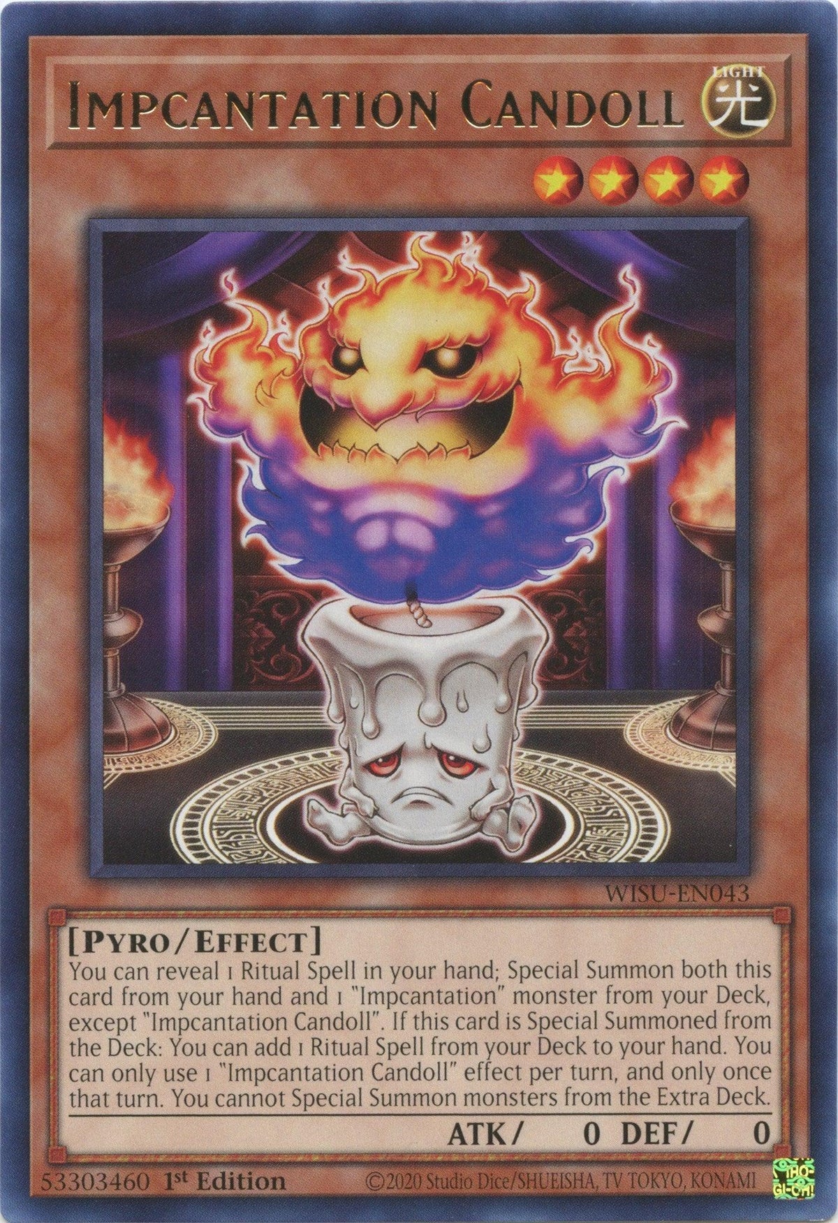 1st Edition, Effect Monster, Light, Pyro, Rare, Wild Survivors Impcantation Candoll [WISU-EN043] Rare - Trading Card World
