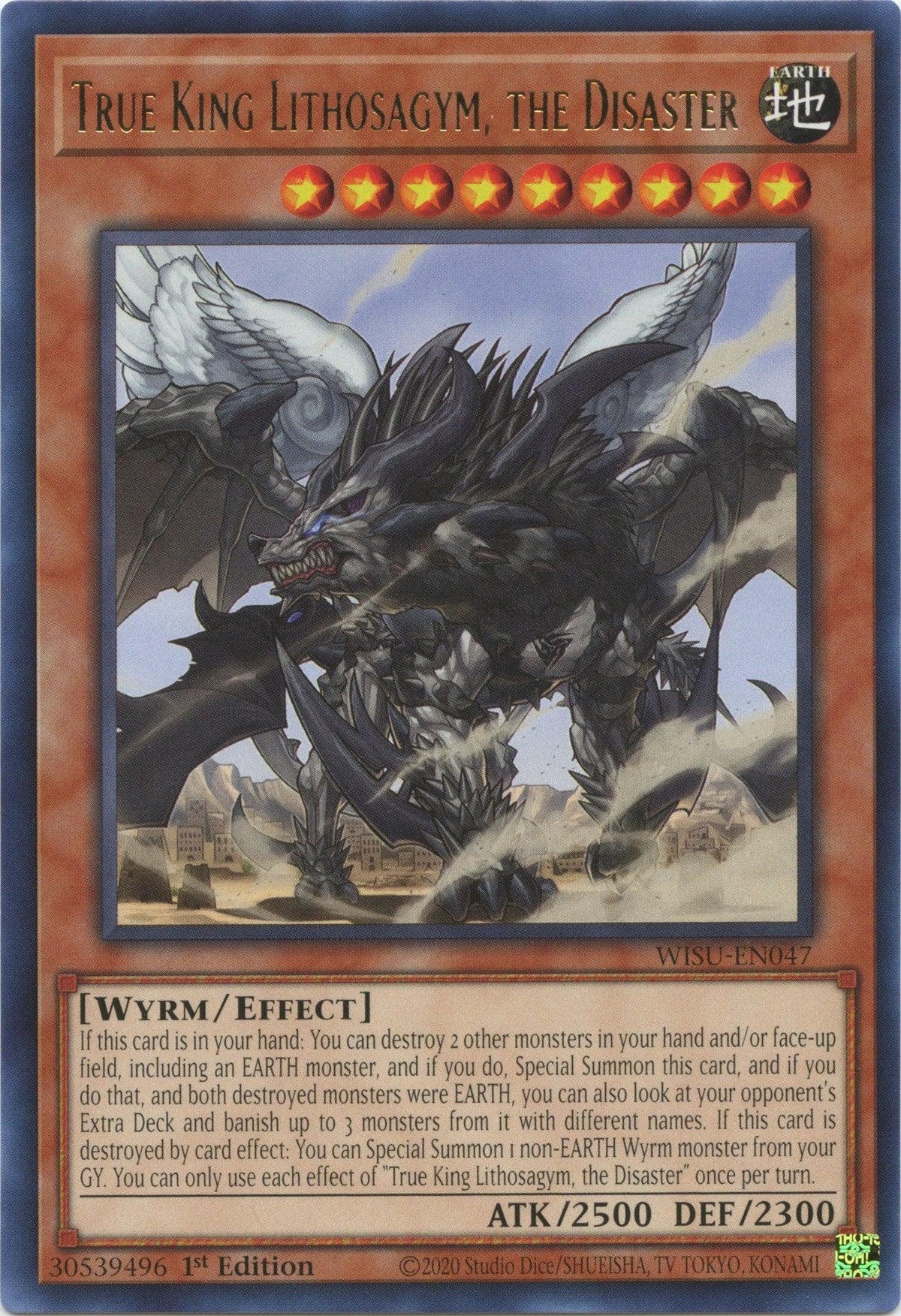 1st Edition, Earth, Effect Monster, Rare, Wild Survivors, Wyrm True King Lithosagym, the Disaster [WISU-EN047] Rare - Trading Card World