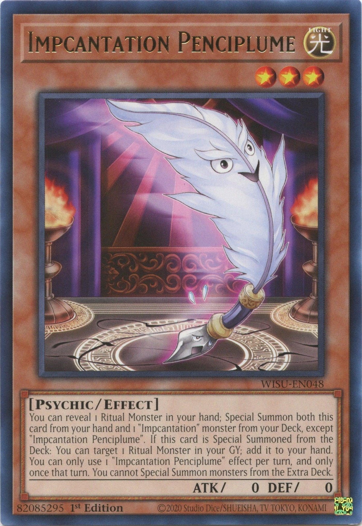 1st Edition, Effect Monster, Light, Psychic, Rare, Wild Survivors Impcantation Penciplume [WISU-EN048] Rare - Trading Card World