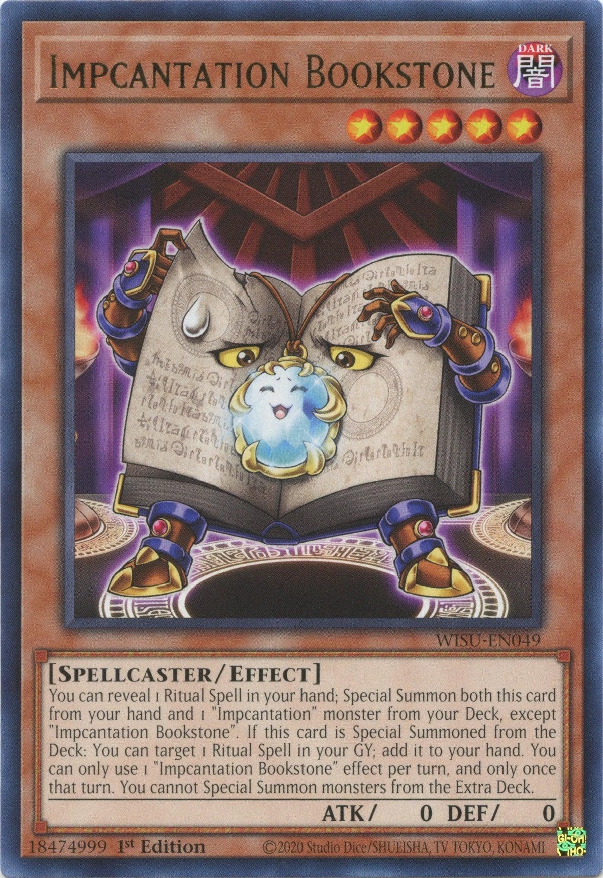 1st Edition, Dark, Effect Monster, Rare, Spellcaster, Wild Survivors Impcantation Bookstone [WISU-EN049] Rare - Trading Card World