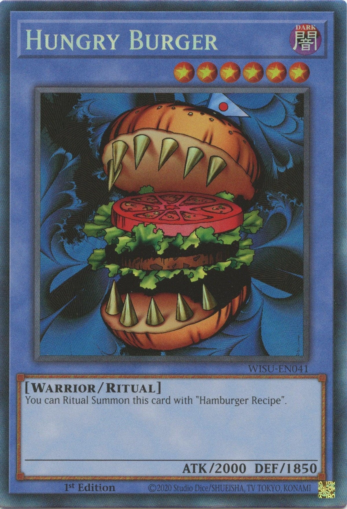 1st Edition, Collector's Rare, Dark, Ritual Monster, Warrior, Wild Survivors Hungry Burger [WISU-EN041] Collector's Rare - Trading Card World