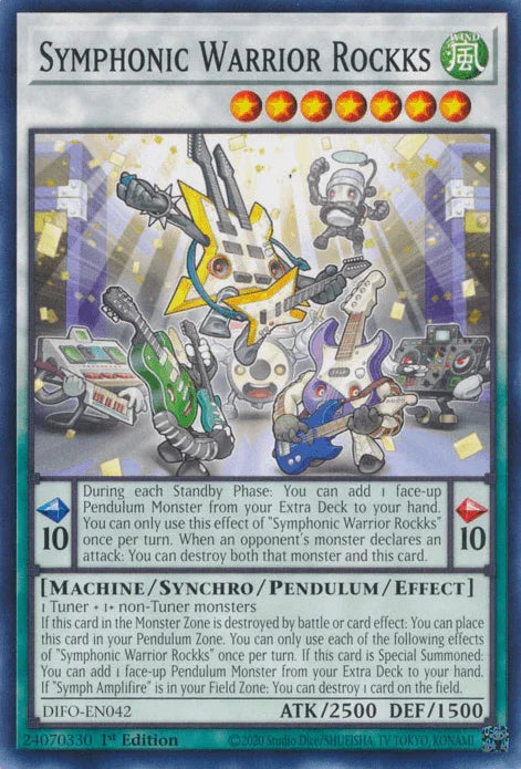 1st Edition, Common, Dimension Force, Machine, Pendulum/Synchro/Effect Monster, Wind Symphonic Warrior Rockks [DIFO-EN042] Common - Trading Card World