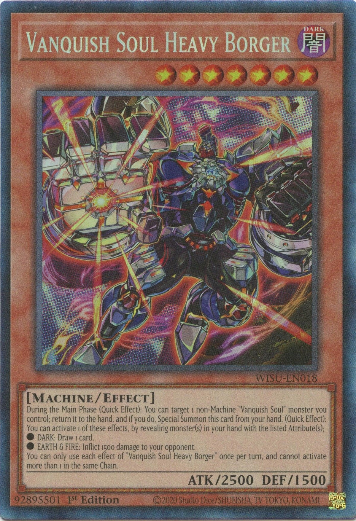 1st Edition, Collector's Rare, Dark, Effect Monster, Machine, Wild Survivors Vanquish Soul Heavy Borger [WISU-EN018] Collector's Rare - Trading Card World