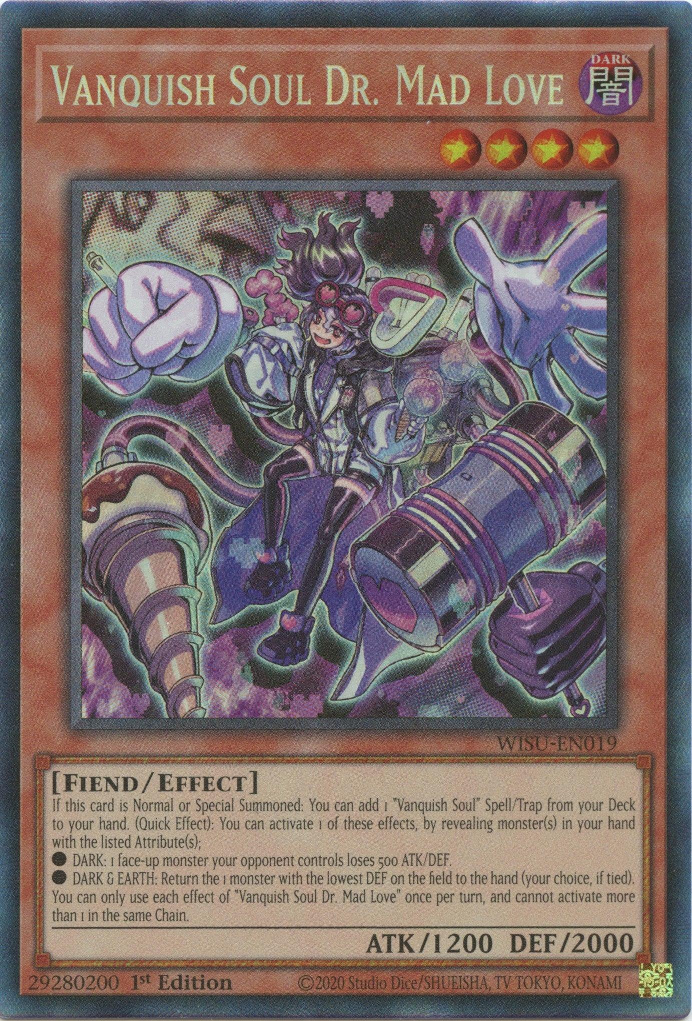 1st Edition, Collector's Rare, Dark, Effect Monster, Fiend, Wild Survivors Vanquish Soul Dr. Mad Love [WISU-EN019] Collector's Rare - Trading Card World