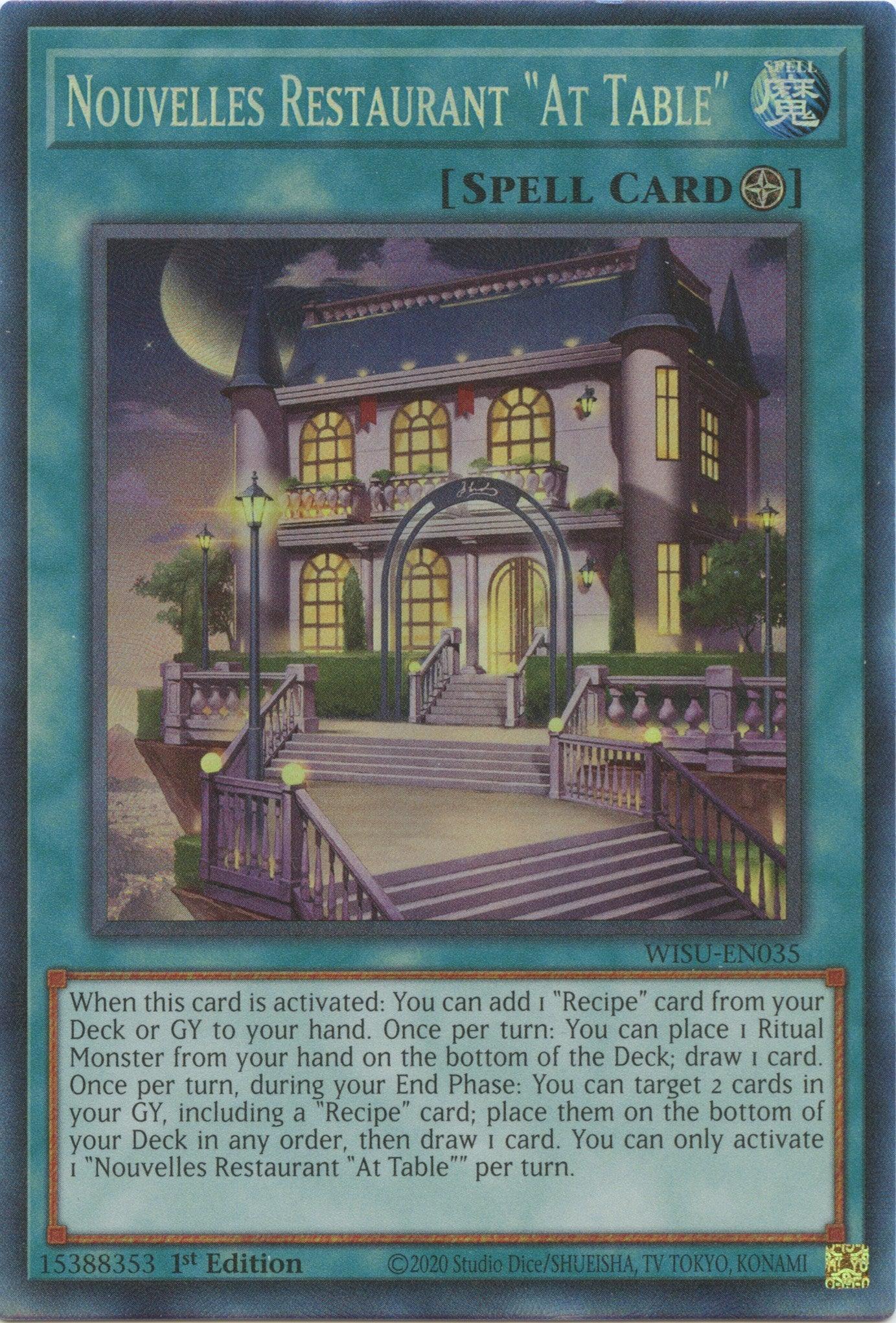 1st Edition, Collector's Rare, Field Spell, Spell, Wild Survivors Nouvelles Restaurant "At Table" [WISU-EN035] Collector's Rare - Trading Card World