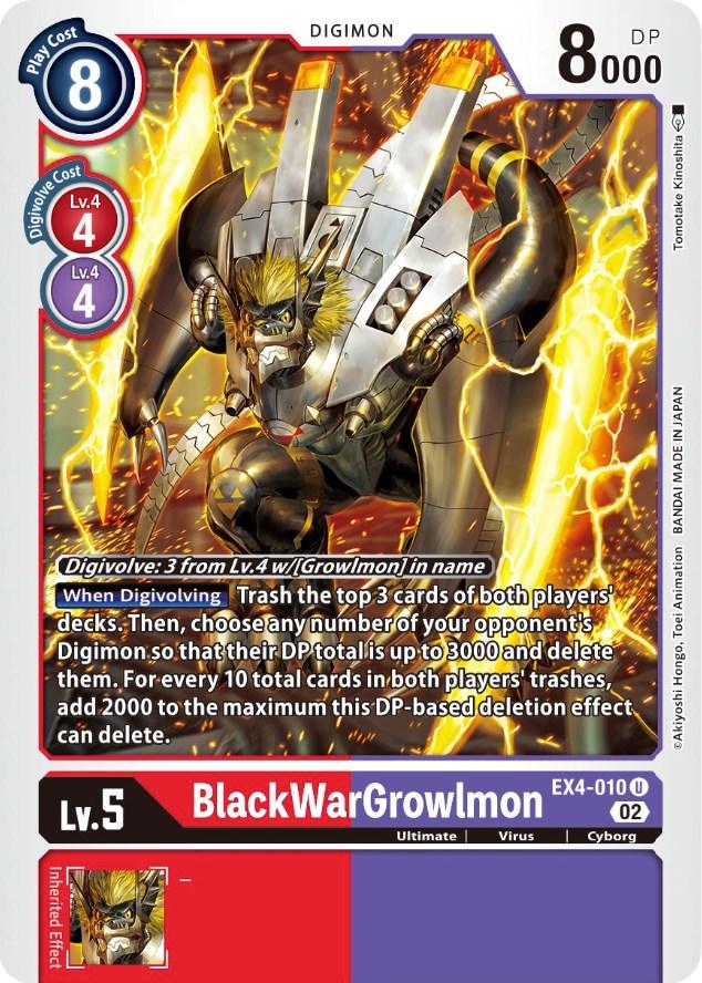 Alternative Being Booster, Cyborg, Digimon, EX4-010, Red;Purple, Ultimate, Uncommon, Virus BlackWarGrowlmon [EX4-010] [Alternative Being Booster] - Trading Card World