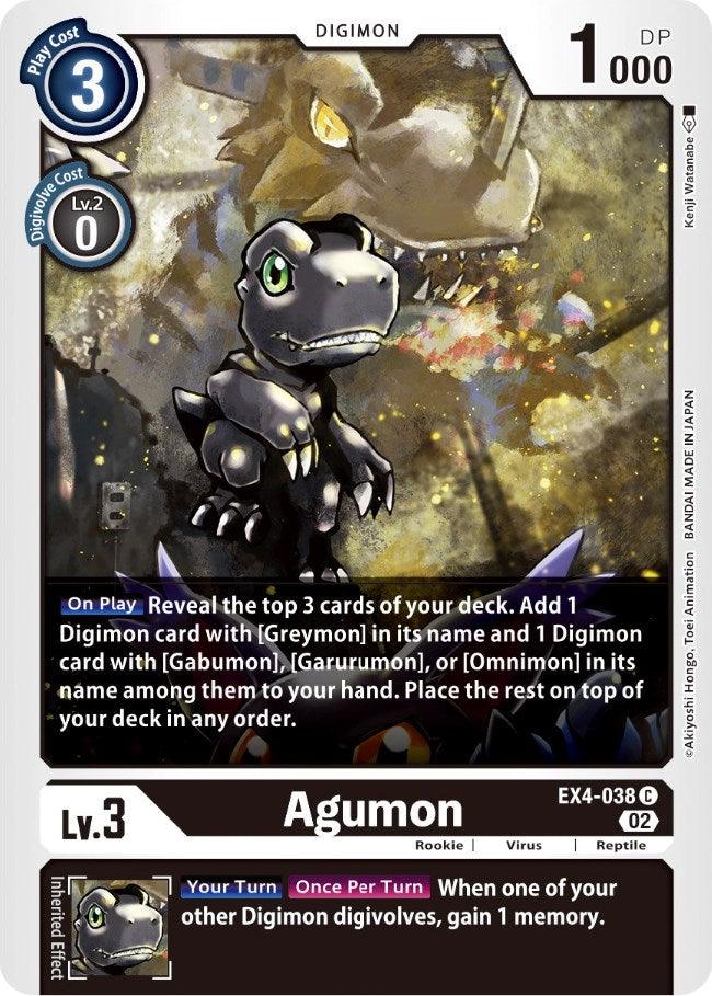 Alternative Being Booster, Black, Common, Digimon, EX4-038, Reptile, Rookie, Virus Agumon [EX4-038] [Alternative Being Booster] - Trading Card World
