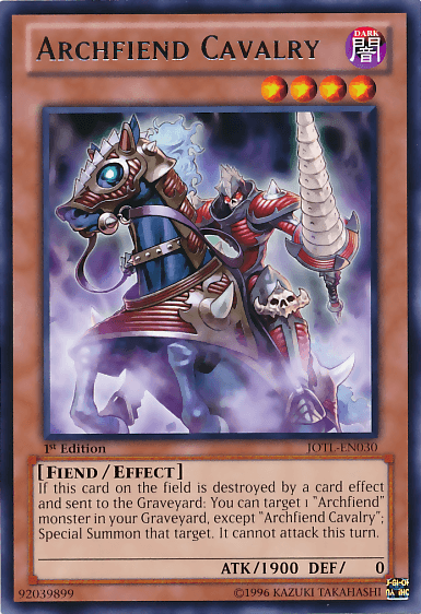 1st Edition, Dark, Effect Monster, Fiend, Judgment of the Light, Rare, Unlimited Archfiend Cavalry [JOTL-EN030] Rare - Trading Card World