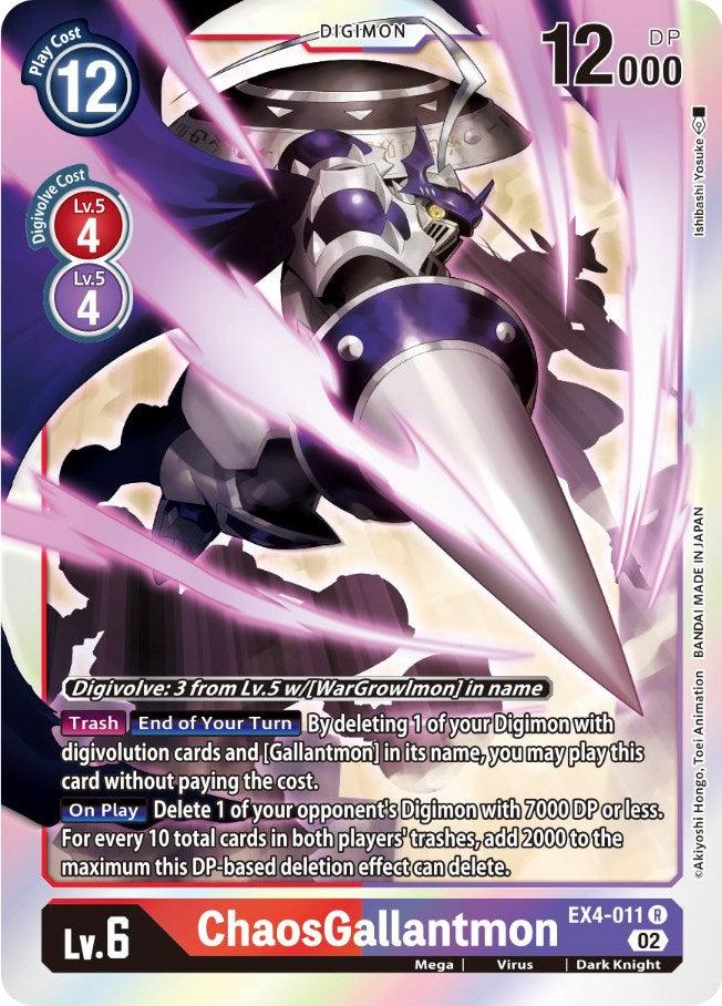 Alternative Being Booster, Dark Knight, Digimon, EX4-011, Mega, Rare, Red;Purple, Virus ChaosGallantmon [EX4-011] [Alternative Being Booster] - Trading Card World