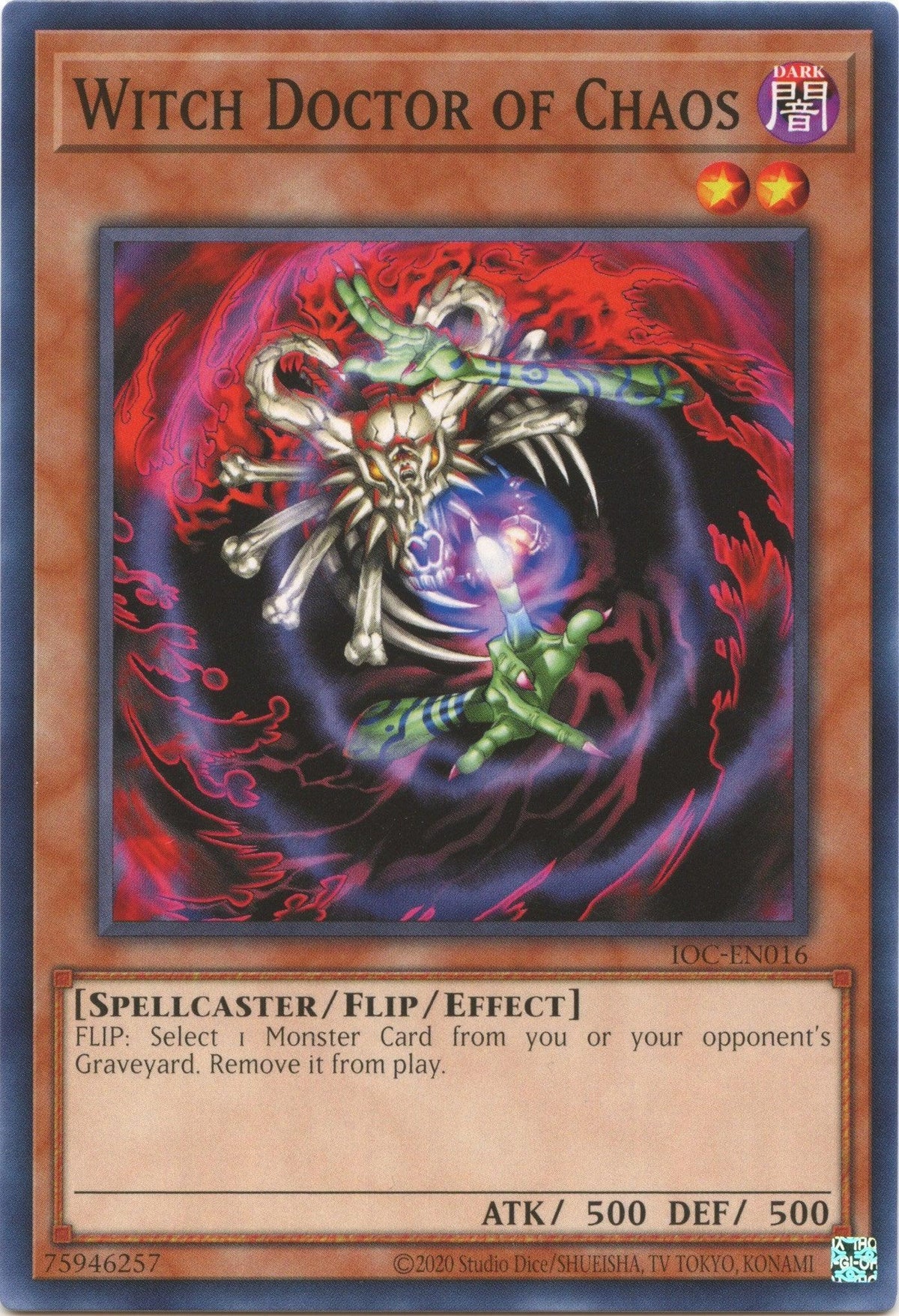 Common, Dark, Effect Monster, Invasion of Chaos (25th Anniversary Edition), Spellcaster, Unlimited Witch Doctor of Chaos (25th Anniversary) [IOC-EN016] Common - Trading Card World