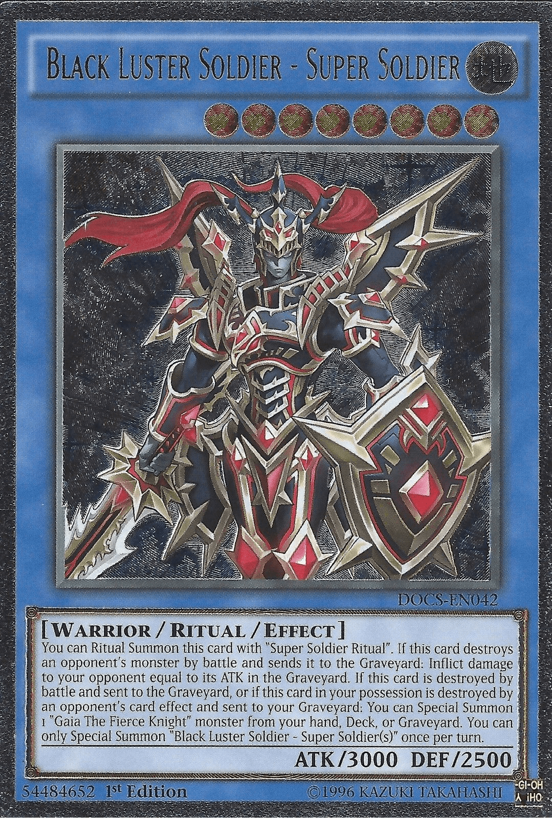1st Edition, Dimension of Chaos, Earth, Ritual/Effect Monster, Ultimate Rare, Unlimited, Warrior Black Luster Soldier - Super Soldier (UTR) [DOCS-EN042] Ultimate Rare - Trading Card World