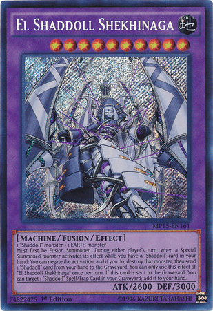 1st Edition, 2015 Mega-Tins Mega Pack, Earth, Fusion/Effect Monster, Machine, Secret Rare El Shaddoll Shekhinaga [MP15-EN161] Secret Rare - Trading Card World