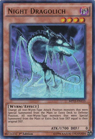 1st Edition, 2015 Mega-Tins Mega Pack, Dark, Effect Monster, Ultra Rare, Wyrm Night Dragolich [MP15-EN153] Ultra Rare - Trading Card World