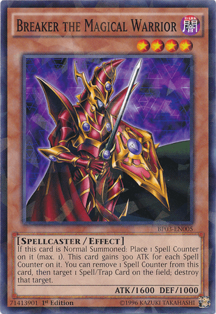 1st Edition, Battle Pack 3: Monster League, Dark, Effect Monster, Shatterfoil Rare, Spellcaster Breaker the Magical Warrior [BP03-EN005] Shatterfoil Rare - Trading Card World
