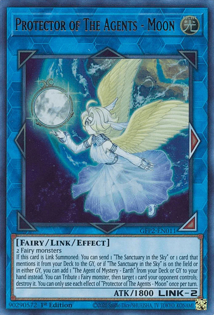 1st Edition, Fairy, Ghosts From the Past: The 2nd Haunting, Light, Link/Effect Monster, Ultra Rare Protector of The Agents - Moon [GFP2-EN011] Ultra Rare - Trading Card World