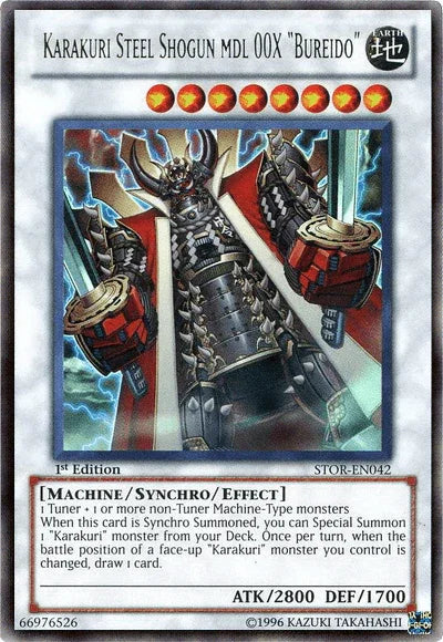 1st Edition, Earth, Machine, Storm of Ragnarok, Synchro/Effect Monster, Ultra Rare, Unlimited Karakuri Steel Shogun mdl 00X "Bureido" [STOR-EN042] Ultra Rare - Trading Card World
