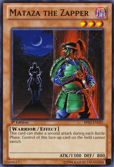 1st Edition, Battle Pack 2: War of the Giants, Dark, Effect Monster, Mosaic Rare, Unlimited, Warrior Mataza the Zapper [BP02-EN025] Mosaic Rare - Trading Card World