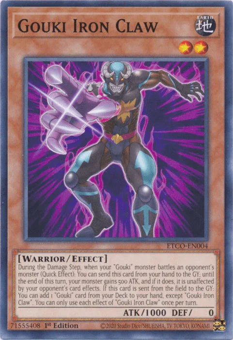 1st Edition, Common, Earth, Effect Monster, Eternity Code, Warrior Gouki Iron Claw [ETCO-EN004] Common - Trading Card World