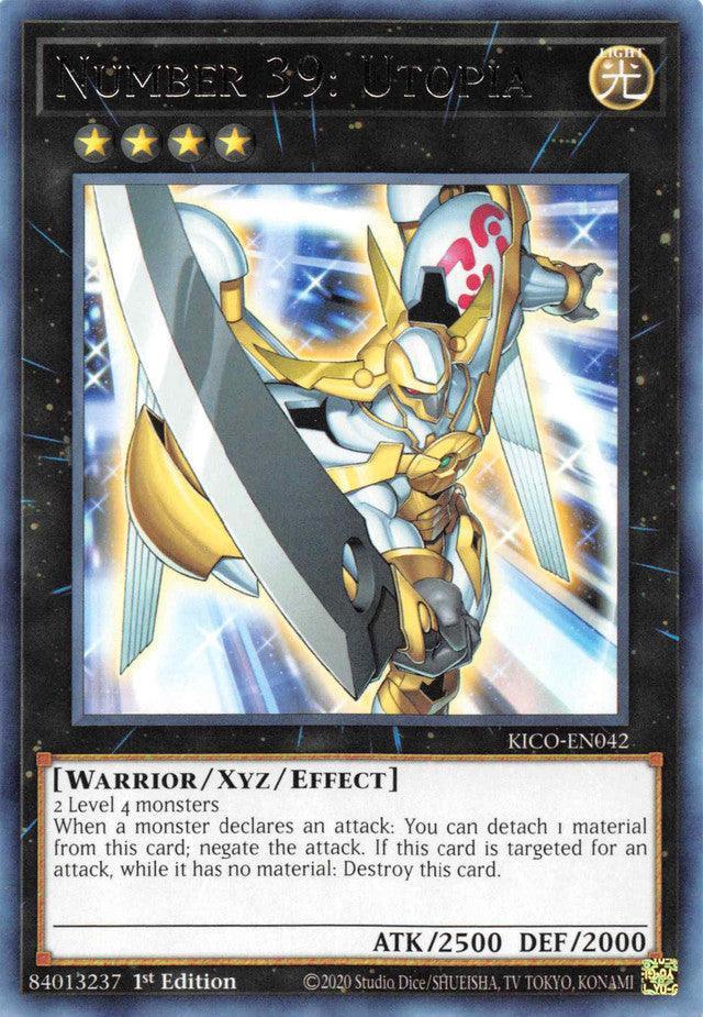 1st Edition, King's Court, Light, Rare, Warrior, Xyz/Effect monster Number 39: Utopia [KICO-EN042] Rare - Trading Card World