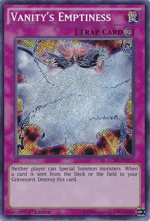 1st Edition, Continuous Trap, Legendary Collection 5D's, Secret Rare, Trap Vanity's Emptiness [LC5D-EN253] Secret Rare - Trading Card World